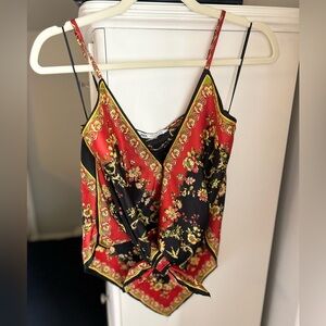 Floral Red and Black Zara Top